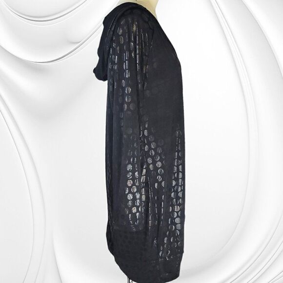Apple Bottom black opalescent circles deconstructed hooded dress - Picture 2 of 8